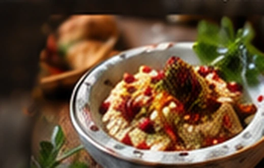 Traditional Turkish meze with fresh herbs